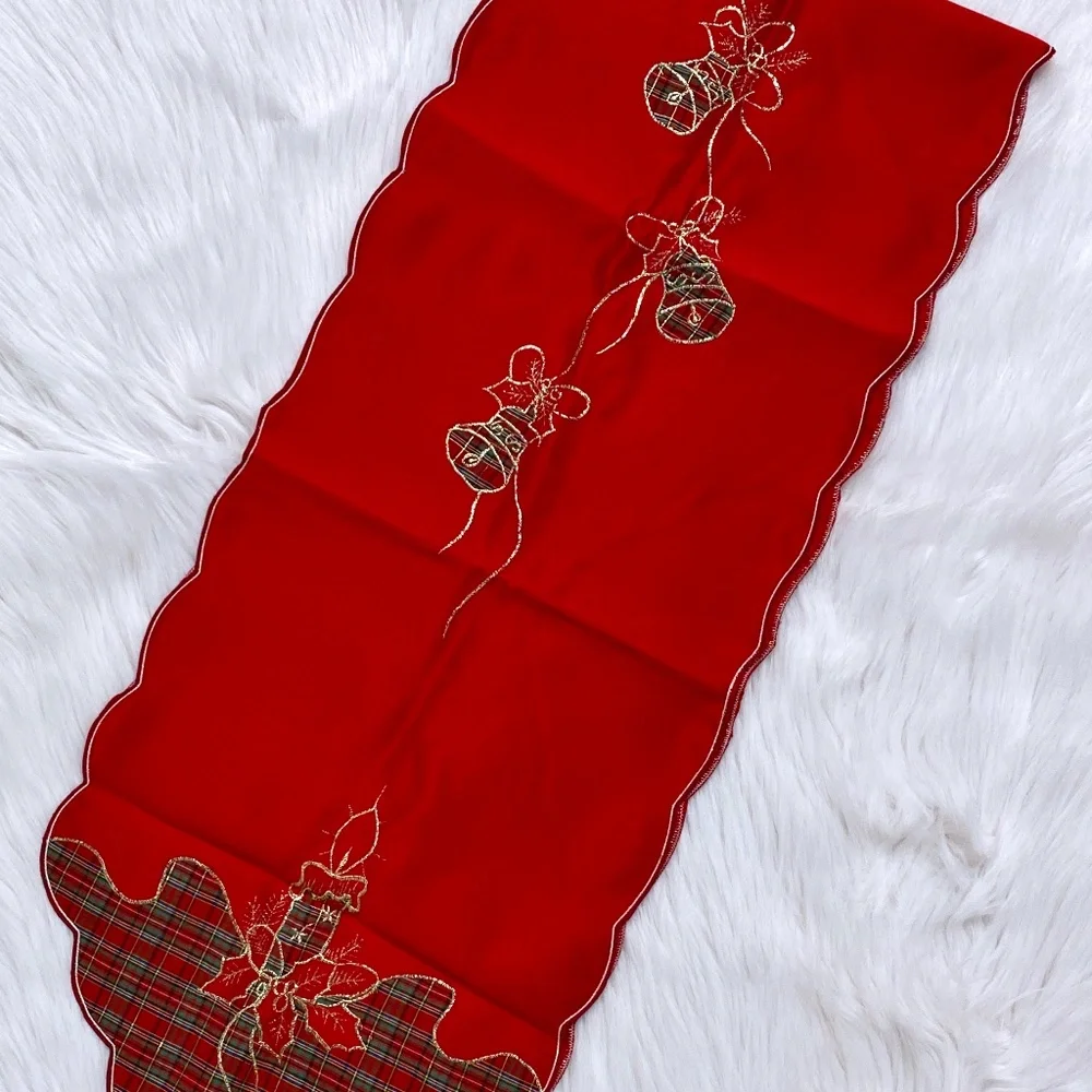 2 Piece Red Christmas Table Cloth and Runner Set